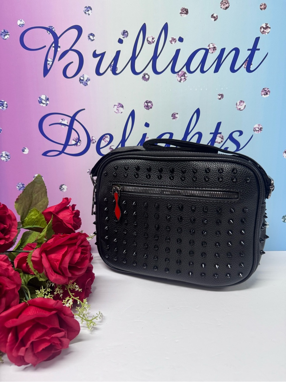 NEW! “LOUBIE TRIBUTE” SPIKED TOP HANDLE CROSSBODY BAG
